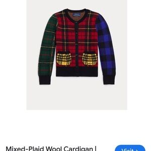 Polo by Ralph Lauren kids wool Colorful Plaid Cardigan sz M(8/10)
